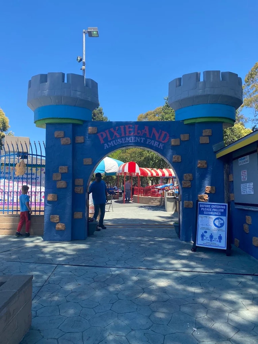 A small amusement park with rides and games at Pixieland Amusement Park, Dana Estates, Concord, CA 94519.