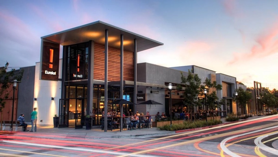 A modern shopping center with various stores at Willows Shopping Center, Shadelands, Concord, CA 94519.